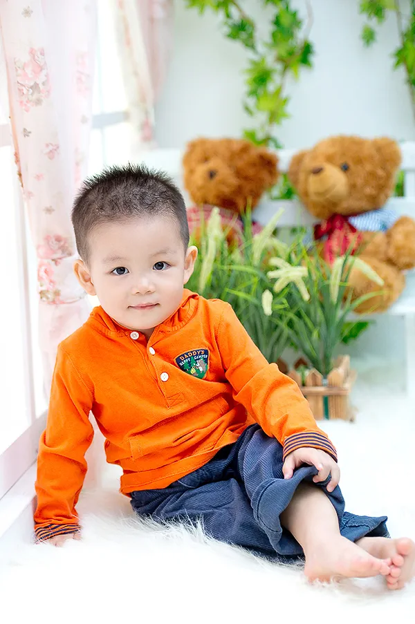 兒童寫真-1.5歲男-橘色POLO衫