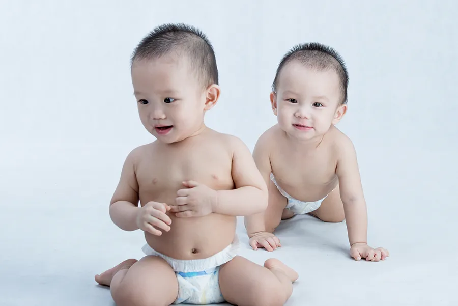 寶寶攝影-1歲雙胞胎-嬰兒尿布照-合照
