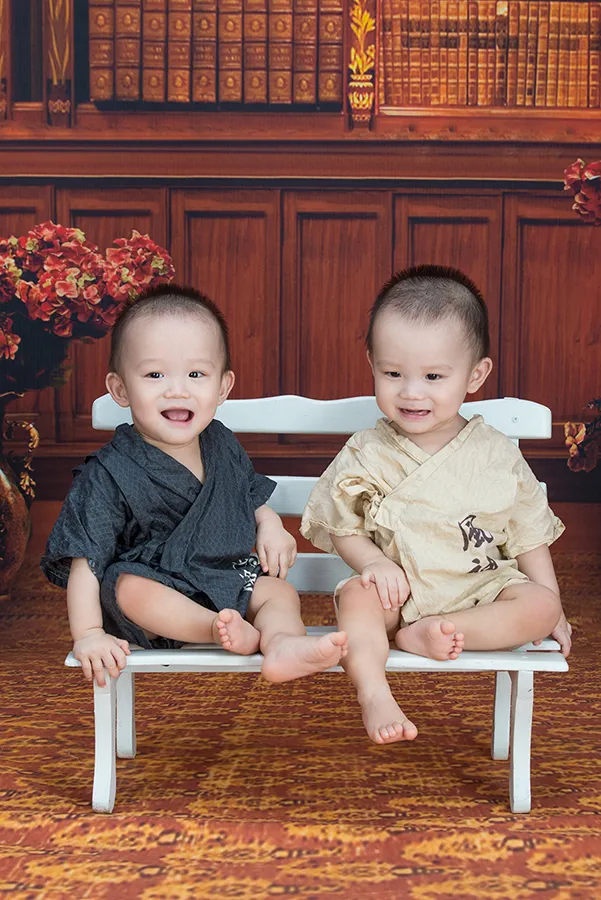可愛寶寶照片-1歲雙胞胎-和服浴衣-棚拍