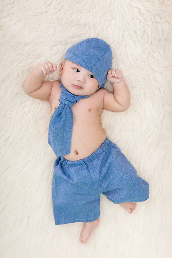內湖寶寶照-百天男嬰-藍色帽-棚拍