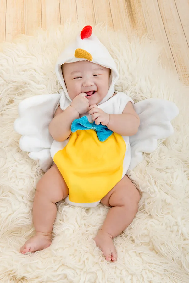 百天寶寶攝影-男嬰-小雞造型服-內湖棚拍