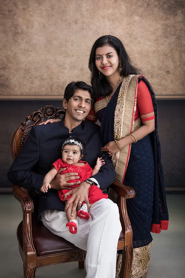 拍全家福-印度人-小家庭-印度傳統禮服