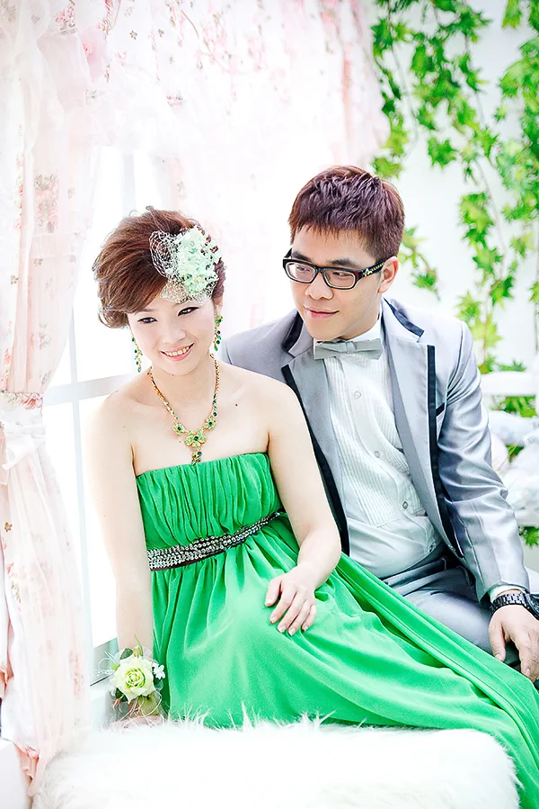 綠色晚禮服,棚拍,台北婚紗照