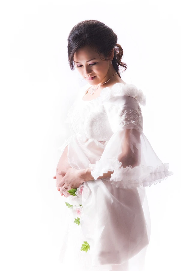 韓國孕婦照-白色造型服-孕婦寫真服裝
