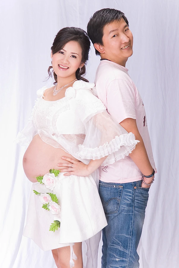 孕婦寫真全家福-白色造型服-孕婦照服裝