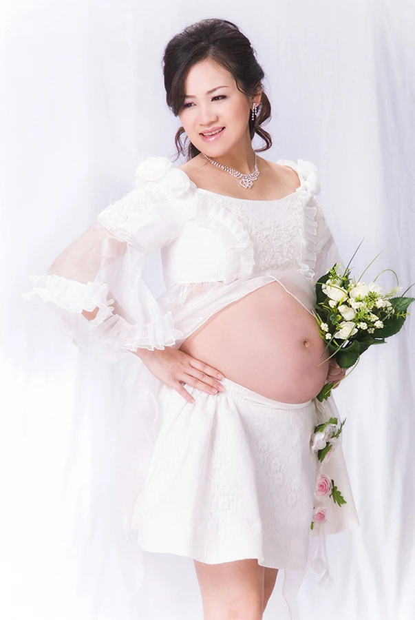 韓國孕婦照-孕婦寫真服裝-白色造型服