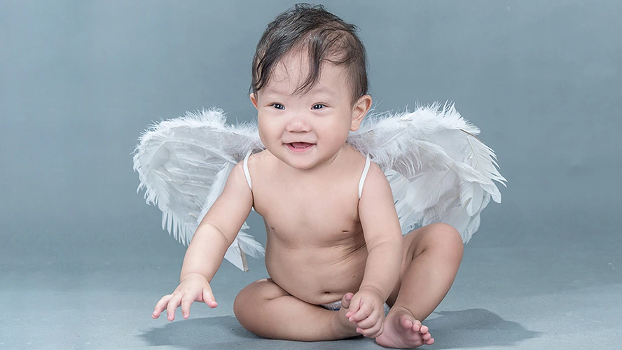 寶寶攝影-天使裝-灰色背景