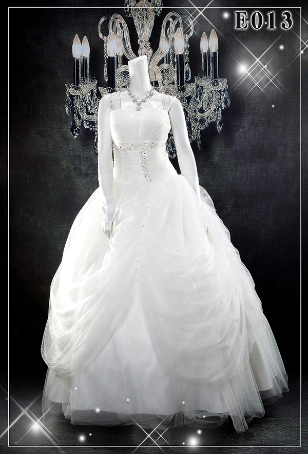 胖新娘婚紗-寬肩帶-水鑽蕾絲-齊地款-大尺碼婚紗推薦