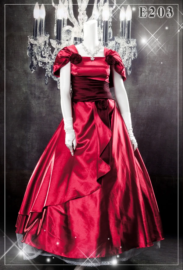 大碼禮服-有袖-緞面-暗紅色晚禮服-大尺碼禮服出租